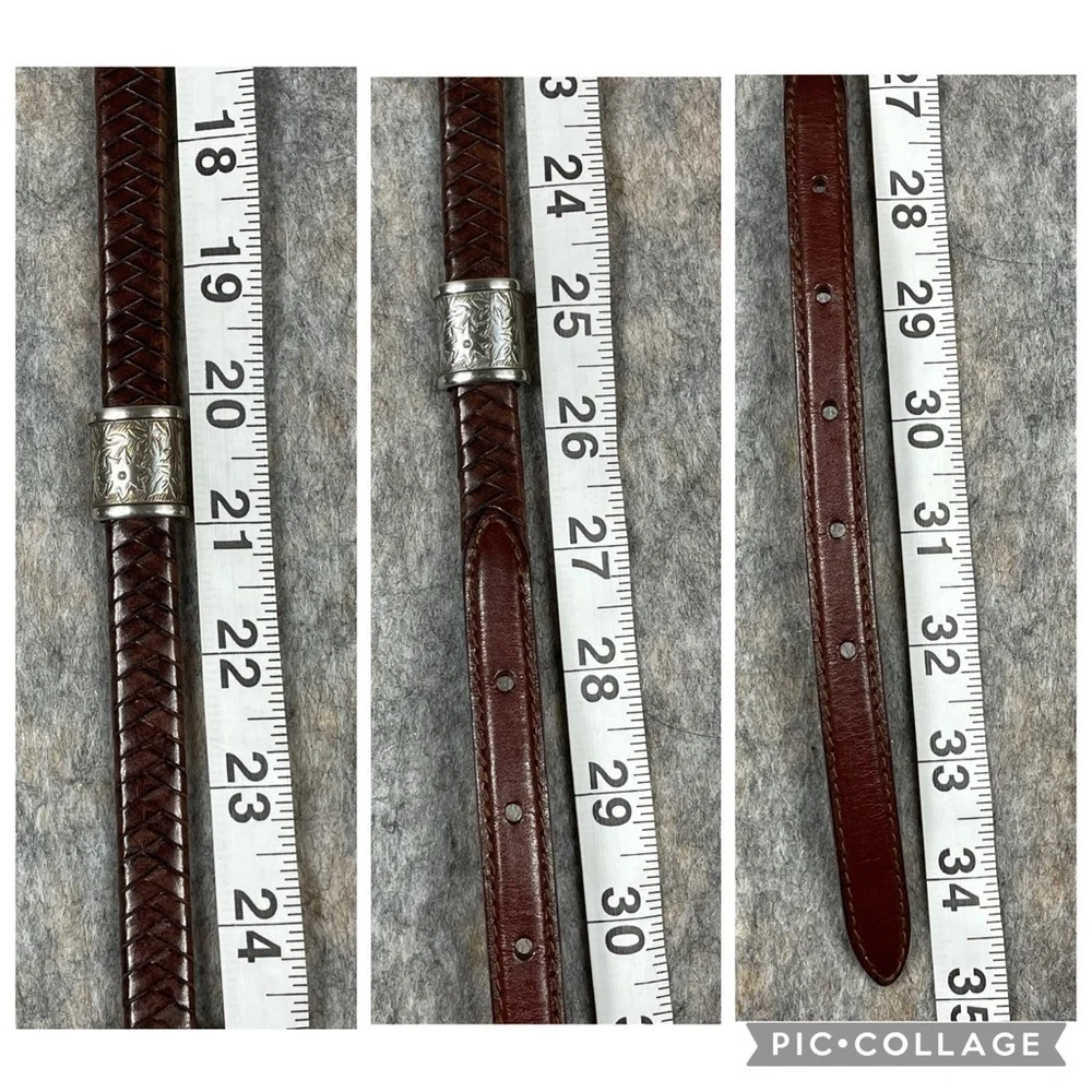 Fossil Braided Leather Silver Accents Boho Western Chic Rodeo Cowgirl Belt - S